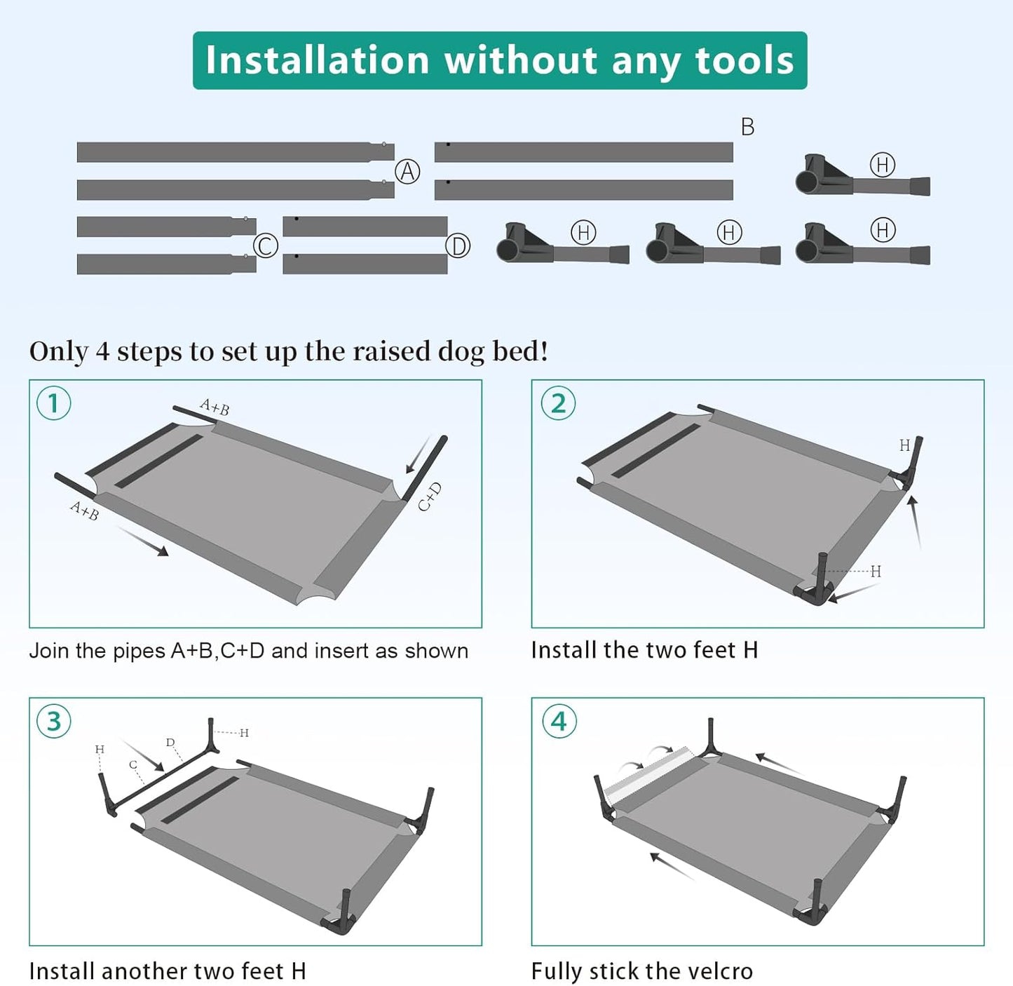 Medium Elevated Dog Bed (32x25x8in) β Raised Outdoor Pet Cot with Waterproof Frame, Breathable Mesh & Non-Slip Feet β Supports Up to 80 lbs β Black
