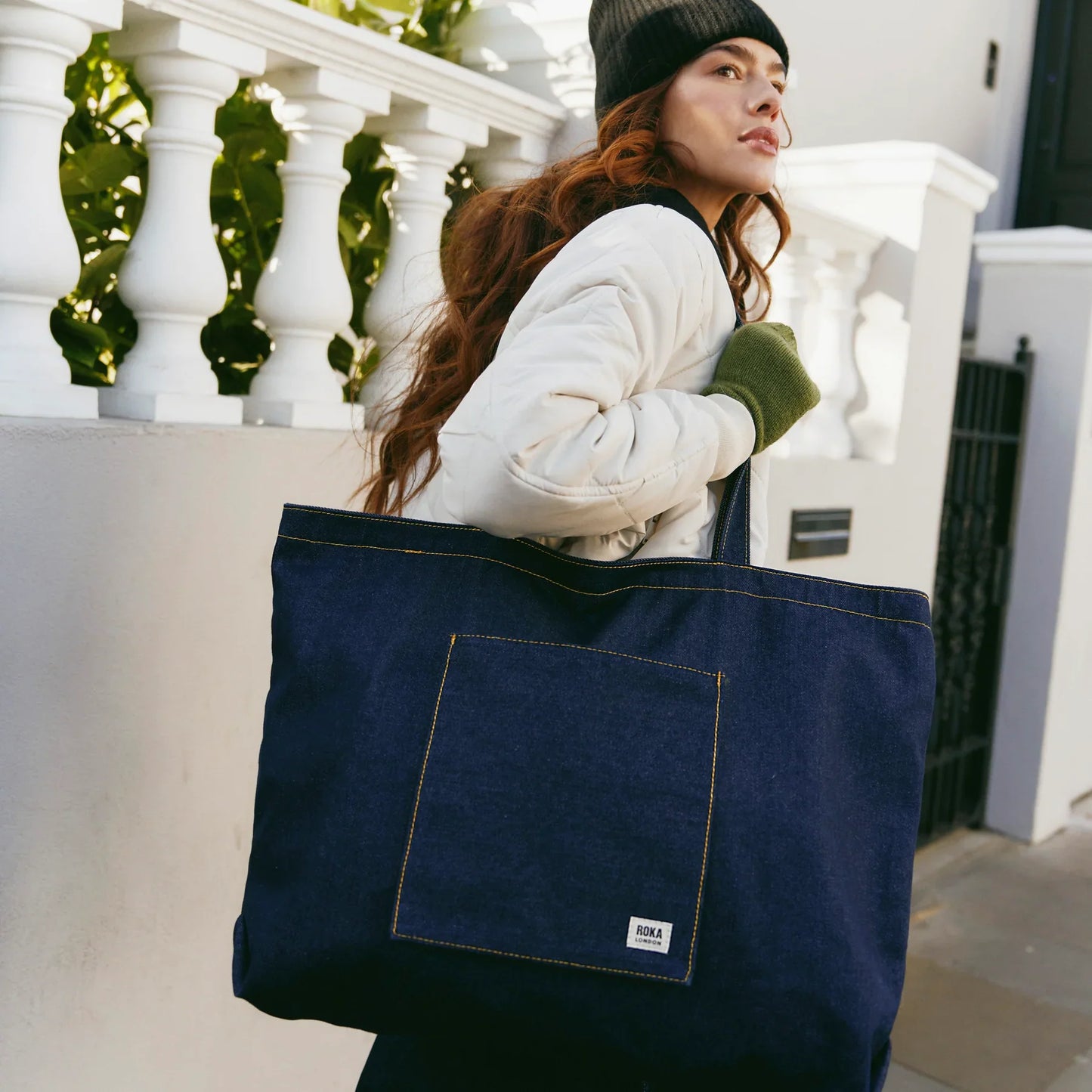 Roka Portobello Dark Wash Denim Large Cotton Tote