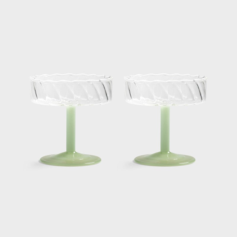 &Klevering Coupe Twirl Green Glasses Set of 2