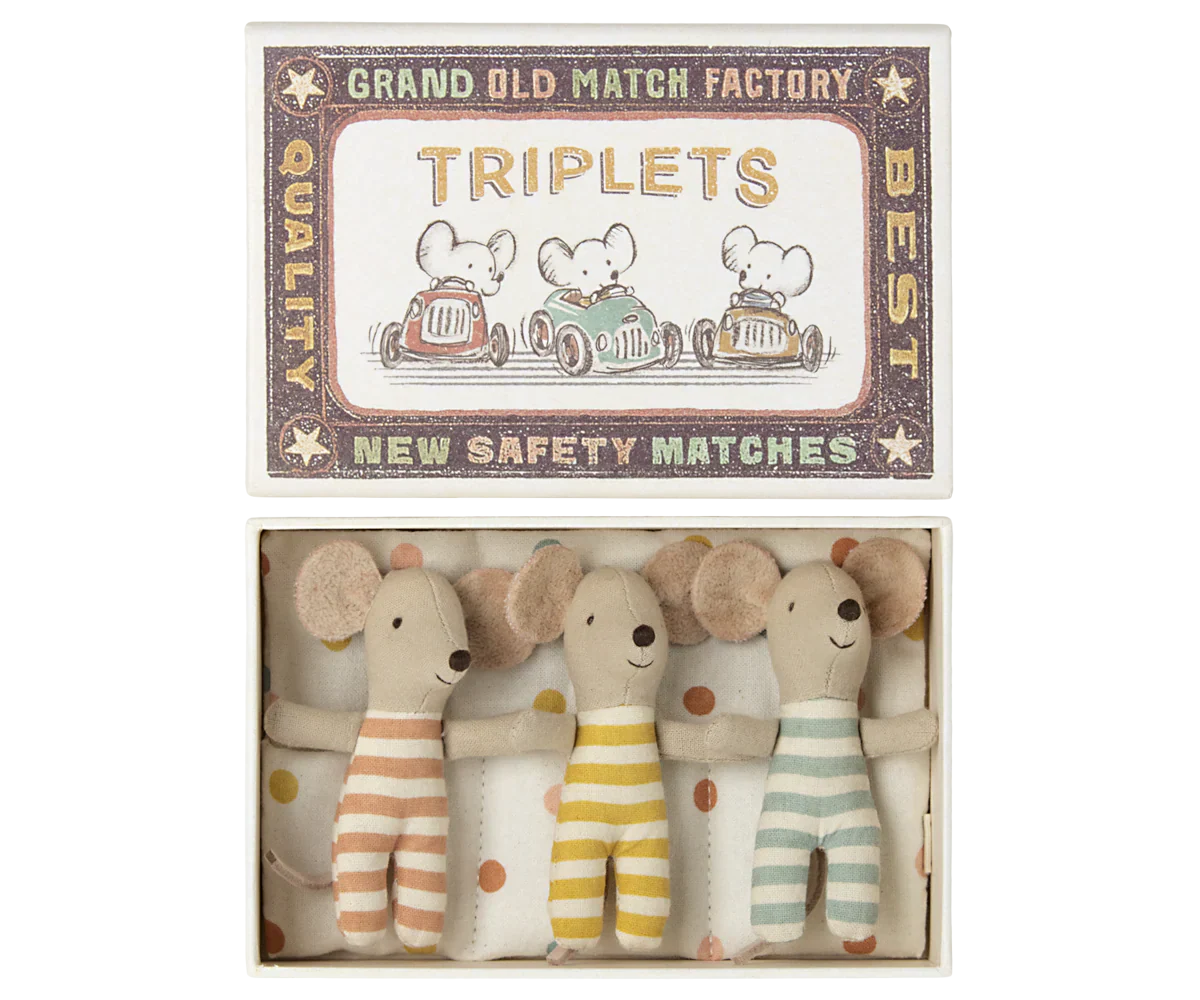 Maileg Triplets Baby Mice in Matchbox