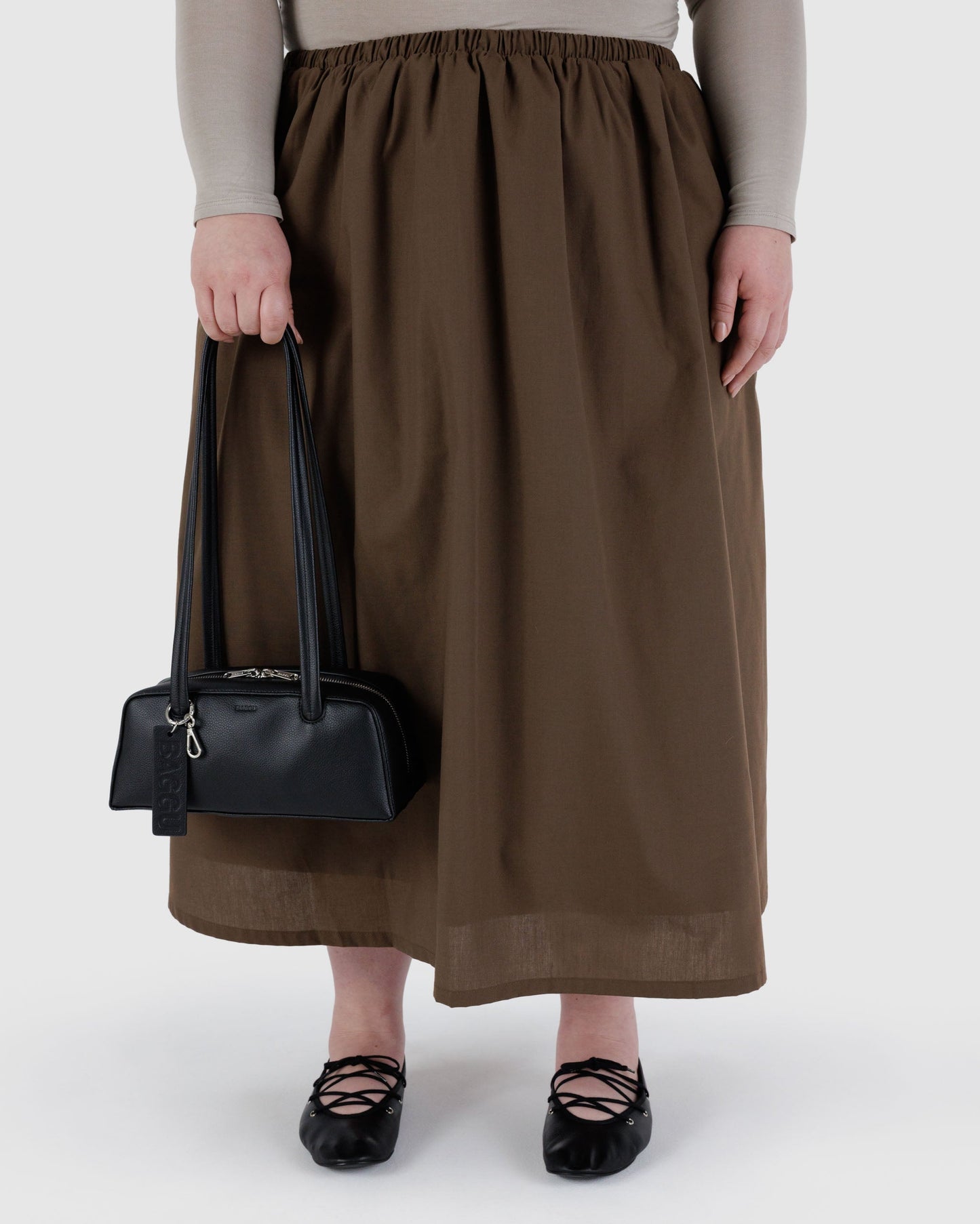 BAGGU Small Recycled Leather Bowler Bag - Black