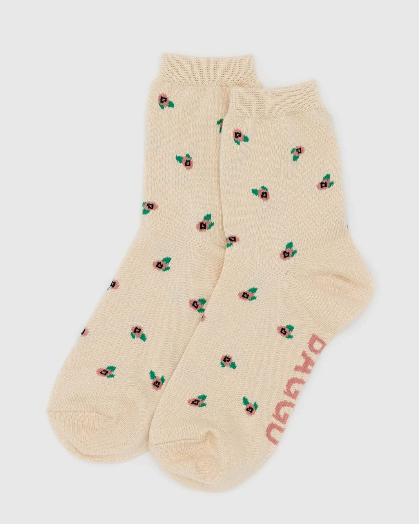 BAGGU Adult Crew Sock - Cream Rosette