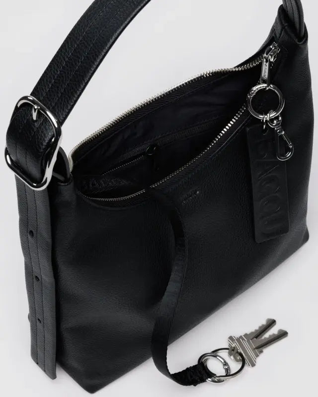 BAGGU Mini Recycled Leather Shoulder Bag - Black