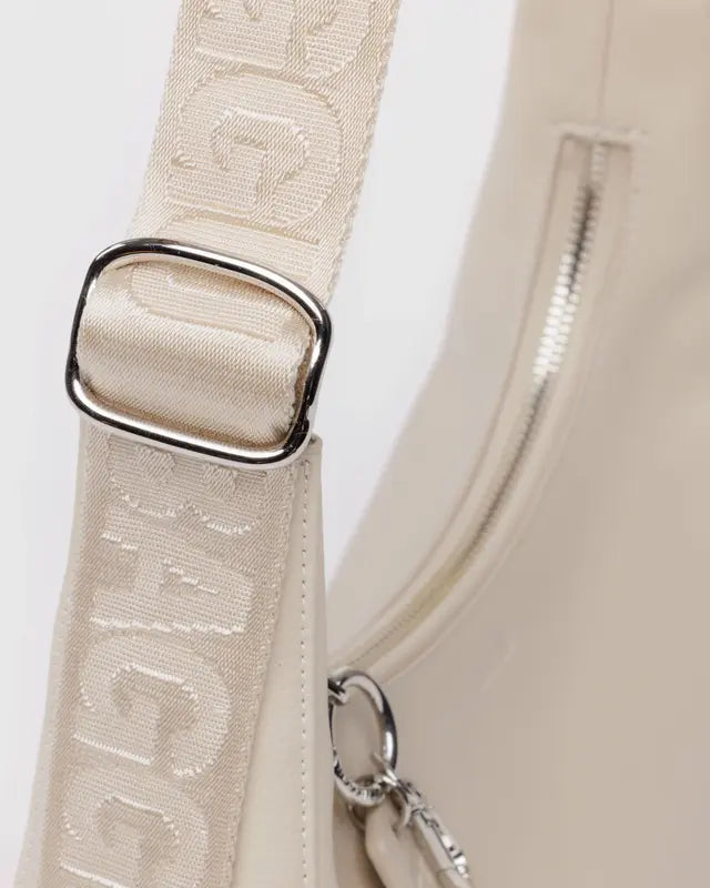 BAGGU Small Recycled Leather Crescent Bag - Stone