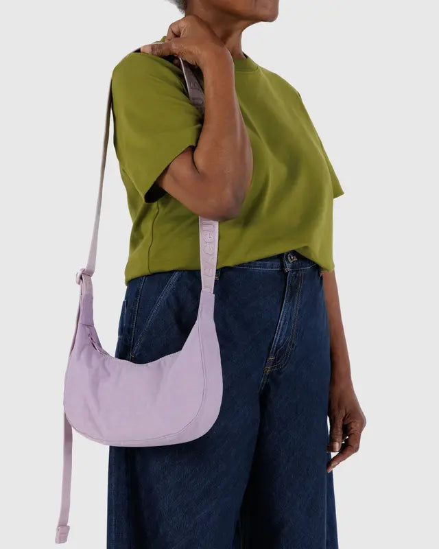 BAGGU Small Nylon Crescent Bag - Dusty Pink