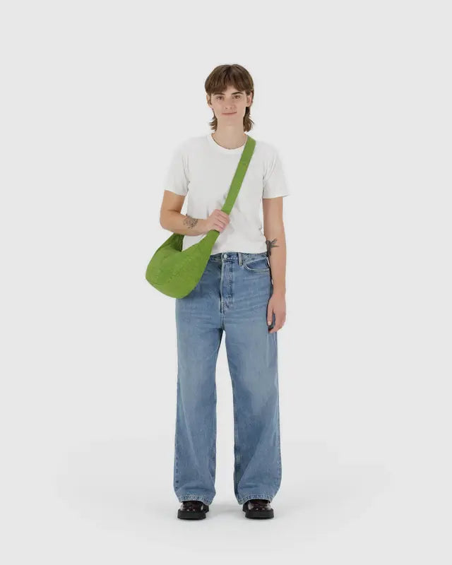 BAGGU Medium Nylon Crescent Bag - Green Juice