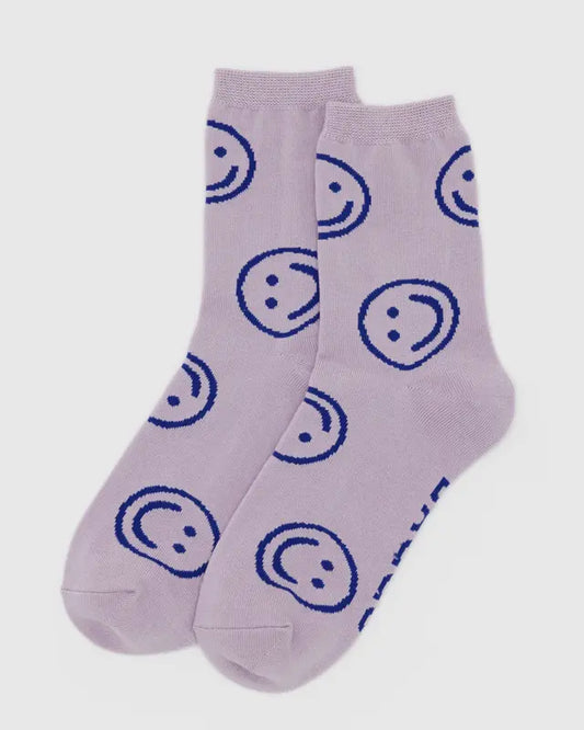 BAGGU BAGGU Adult Crew Sock - Dusty Pink Happy