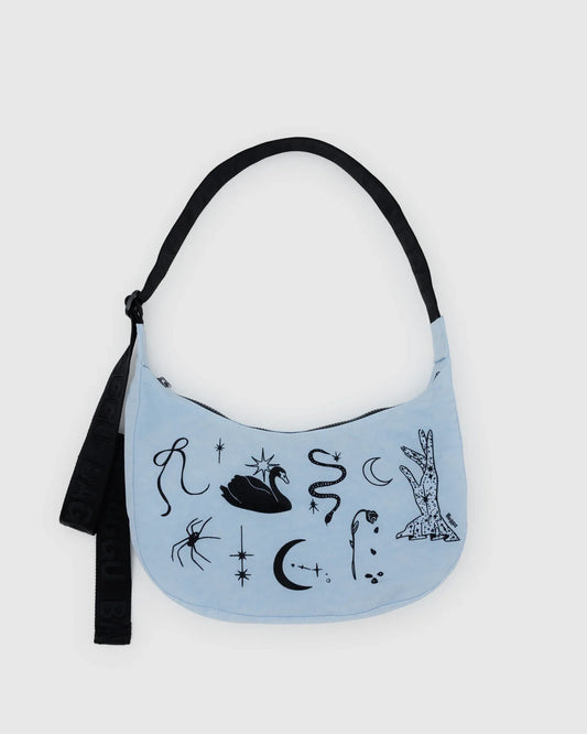 BAGGU Medium Nylon Crescent Bag - Embroidered Ballet Icons