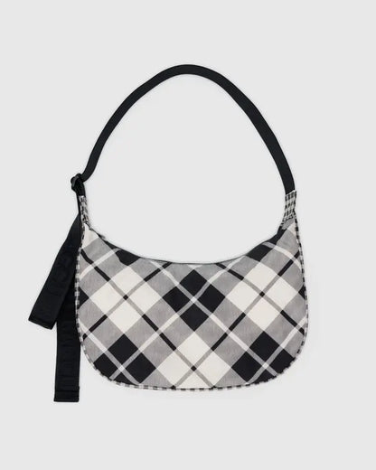 BAGGU Medium Nylon Crescent Bag - Mixed Plaid