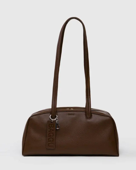 BAGGU Recycled Leather Bowler Bag - Brown