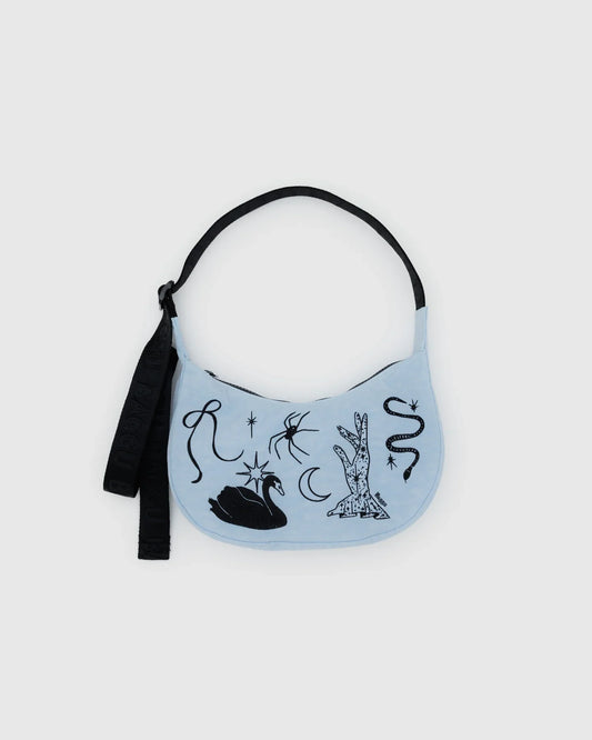 BAGGU  Small Nylon Crescent Bag - Embroidered Ballet Icons