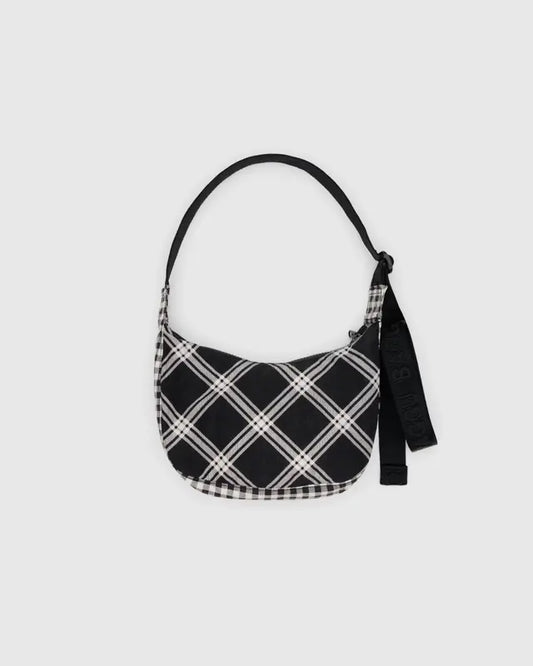 BAGGU Small Nylon Crescent Bag - Mixed Plaid