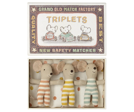 Maileg Triplets Baby Mice in Matchbox