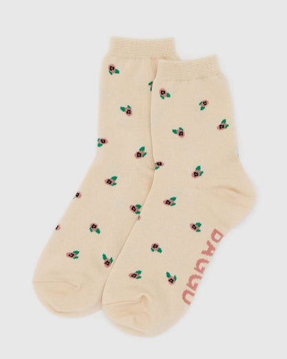 BAGGU Adult Crew Sock - Cream Rosette