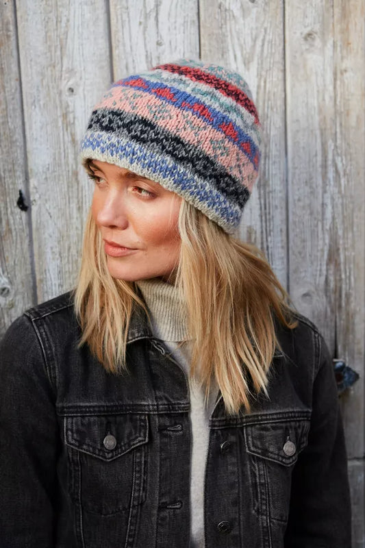 Pachamama Knitted Beanie in Classic Fairisle Oatmeal