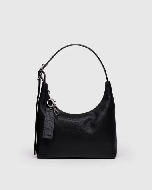 BAGGU Mini Recycled Leather Shoulder Bag - Black