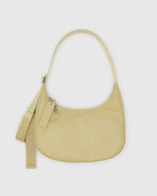 BAGGU Medium Recycled Leather Crescent Bag - Straw