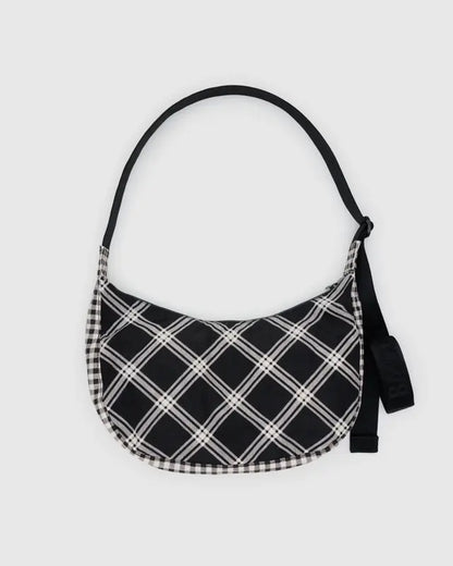 BAGGU Medium Nylon Crescent Bag - Mixed Plaid
